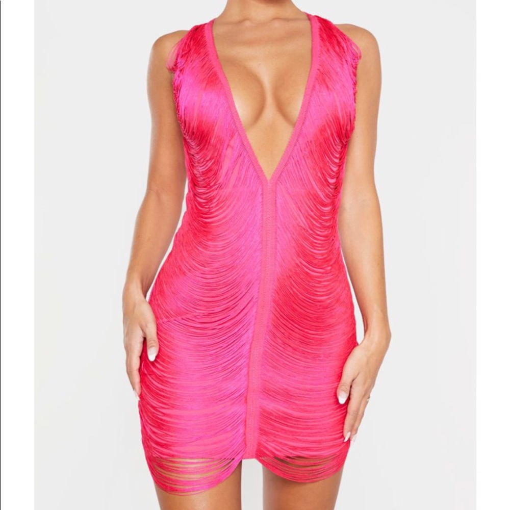 PLT Hot pink extreme plunge dress